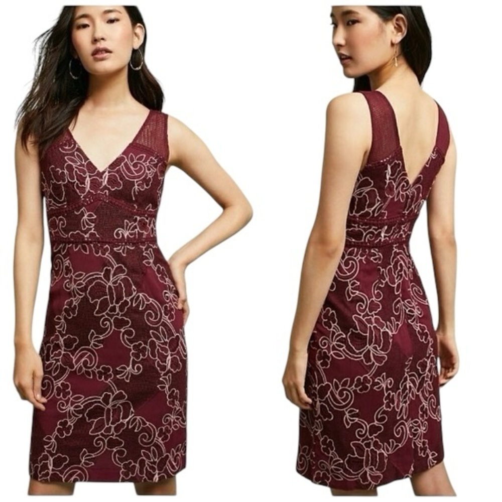 Anthropologie Moulinette Soeurs Ariana Lace Dress Wine 2 NWT